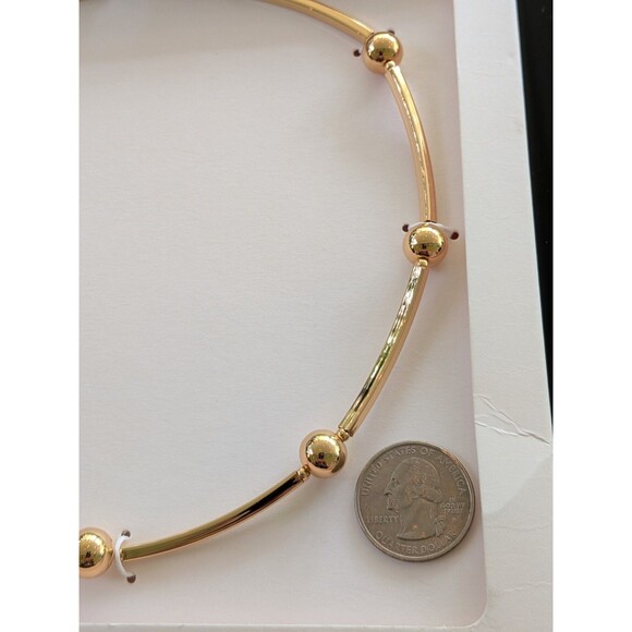 Zara Necklace Women SS25 18" Golden Metal Curved Tube Bead Stations Minimalist - Picture 3 of 9